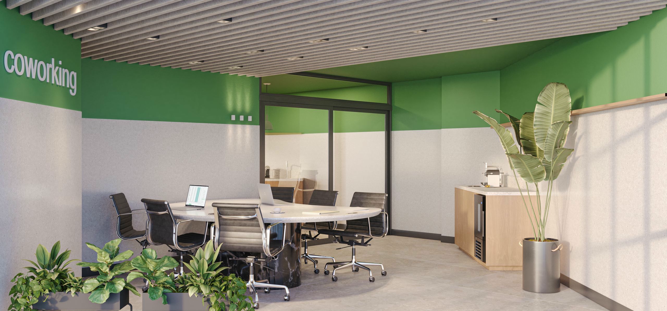 Perspectiva ilustrativa do coworking